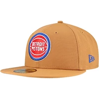 Men's New Era Tan Detroit Pistons Color Pack 59FIFTY Fitted Hat