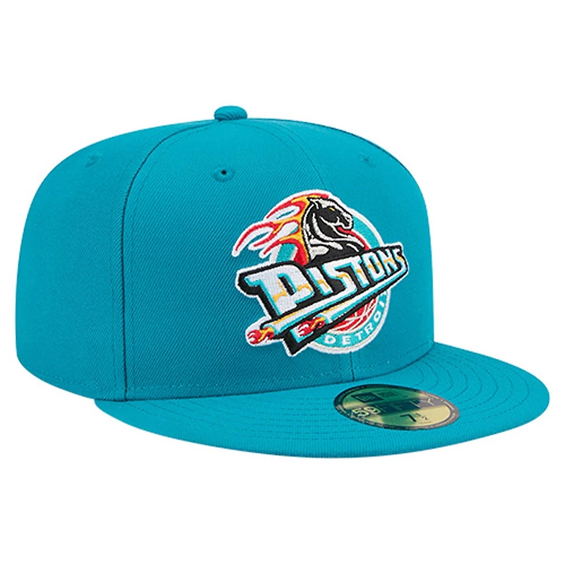 Men's New Era  Teal Detroit Pistons Core Logo 59FIFTY Fitted Hat