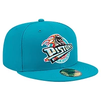 Men's New Era  Teal Detroit Pistons Core Logo 59FIFTY Fitted Hat