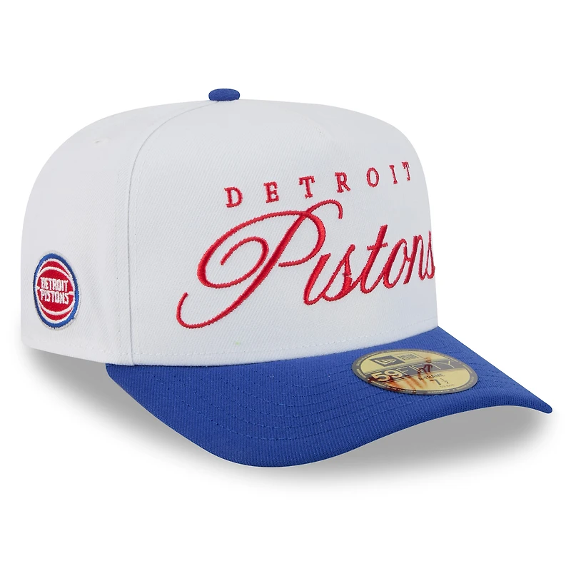 Casquette ajustée New Era 59FIFTY blanche/bleue pour homme, Detroit Pistons, NBA Draft 2025