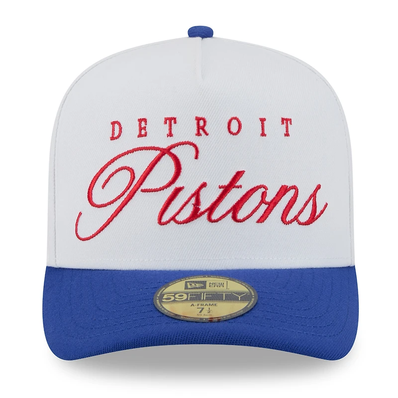 Men's New Era White/Blue Detroit Pistons 2025 NBA Draft A-Frame 59FIFTY Fitted Hat