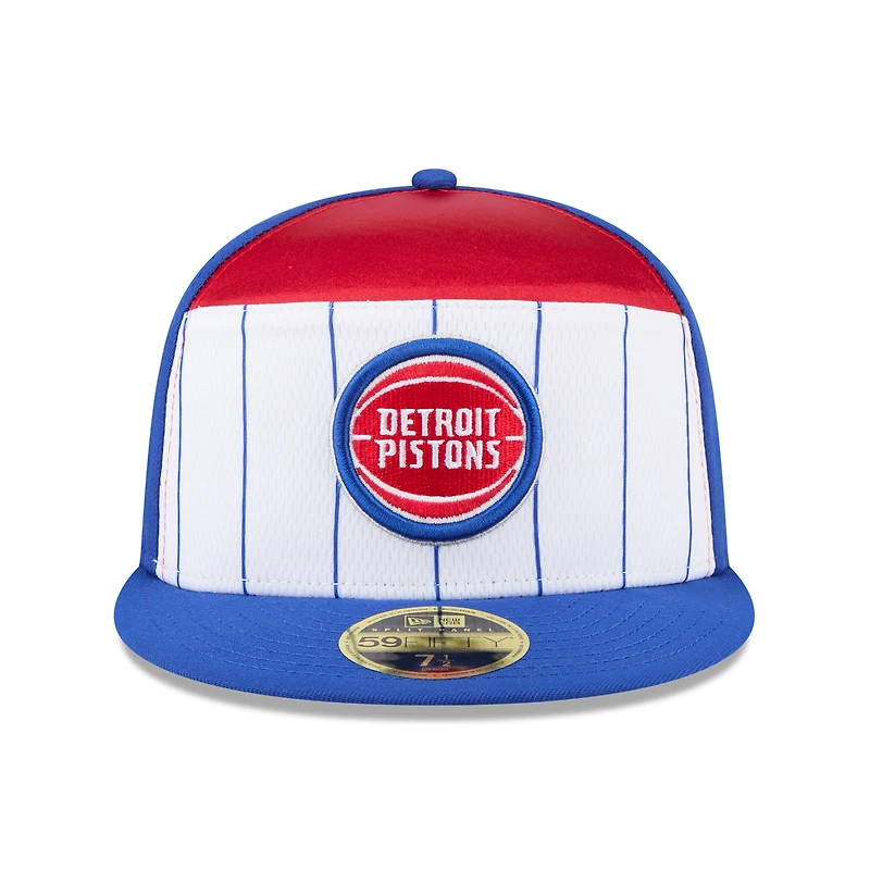 Men's New Era  White/Blue Detroit Pistons 2025 NBA Tip Off Split Panel 59FIFTY Fitted Hat