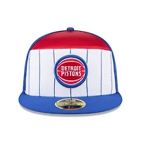 Men's New Era  White/Blue Detroit Pistons 2025 NBA Tip Off Split Panel 59FIFTY Fitted Hat