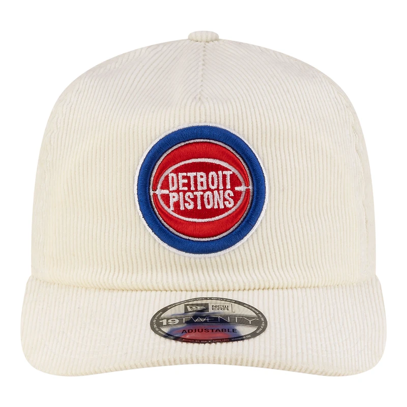 Men's New Era White Detroit Pistons 19TWENTY 80s Chrome Corduroy Adjustable Hat