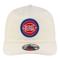 Men's New Era  White Detroit Pistons 19TWENTY 80s Chrome Corduroy Adjustable Hat