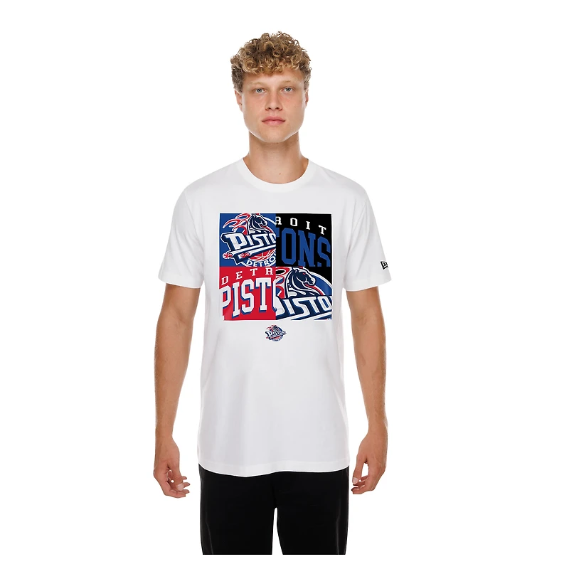 Men's New Era  White Detroit Pistons Block Logo T-Shirt