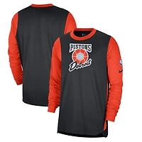 Men's Nike Black Detroit Pistons 2024/25 City Edition Authentic Pregame Performance Long Sleeve Shooting T-Shirt