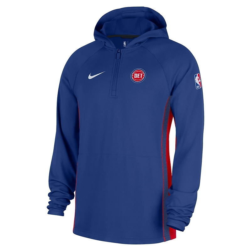 Men's Nike  Blue Detroit Pistons Authentic On Court Zone Quarter-Zip Dri-FIT Hoodie Jacket