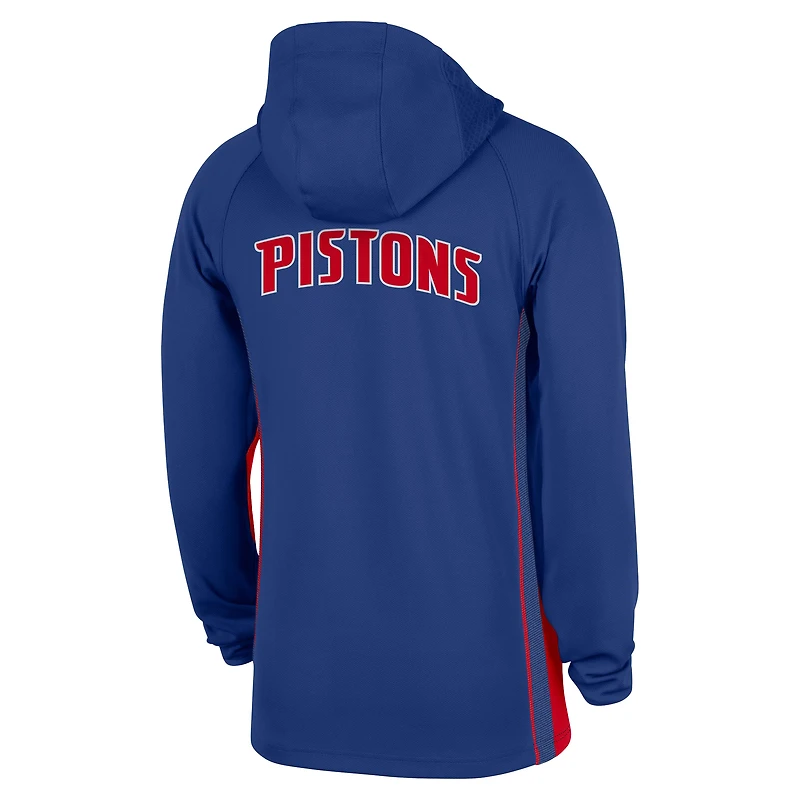 Men's Nike  Blue Detroit Pistons Authentic On Court Zone Quarter-Zip Dri-FIT Hoodie Jacket