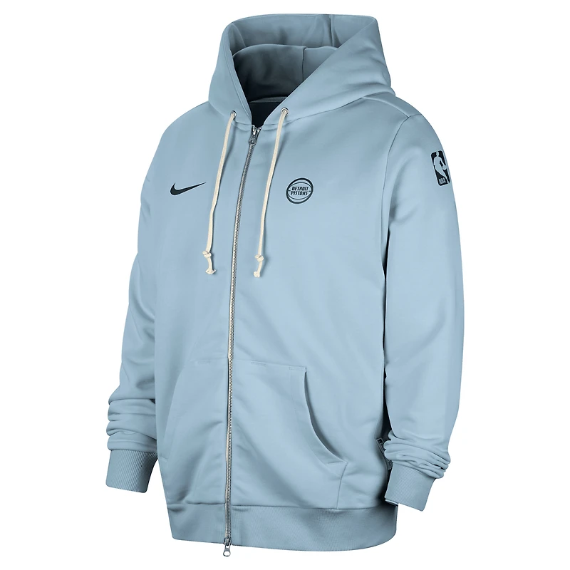 Veste à capuche entièrement zippée Nike bleu clair Detroit Pistons Authentic Standard Issue pour homme