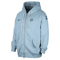 Veste à capuche entièrement zippée Nike bleu clair Detroit Pistons Authentic Standard Issue pour homme