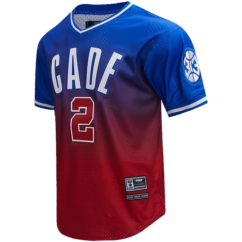 Men's Post Cade Cunningham Royal/Red Detroit Pistons Ombre Name & Number T-Shirt