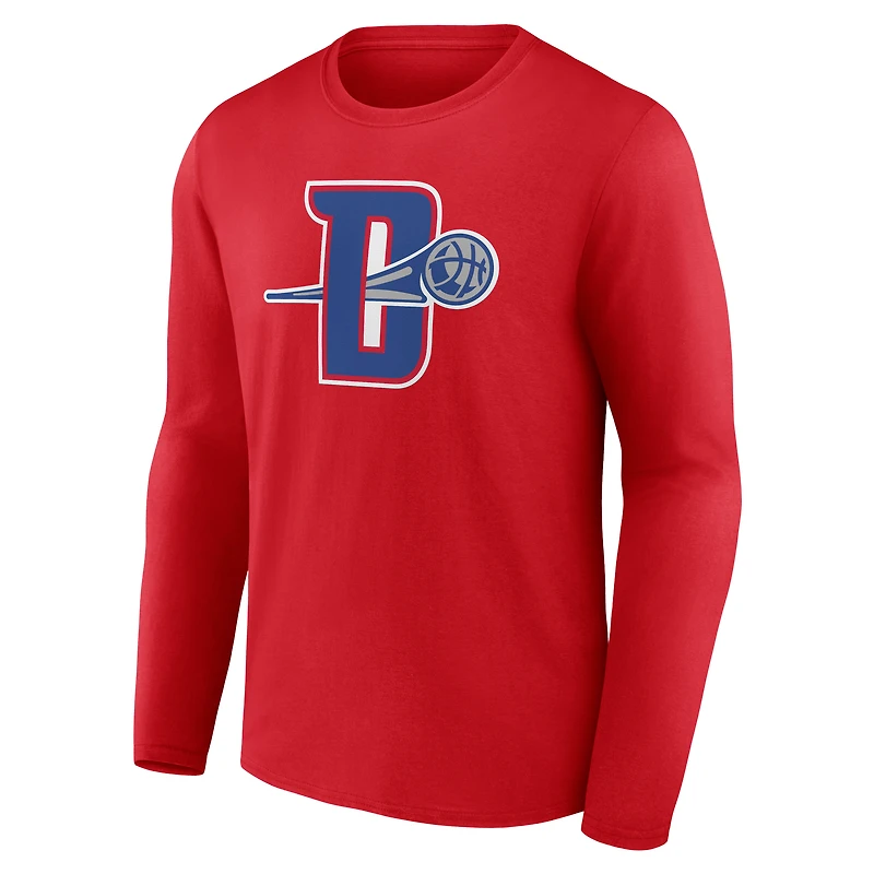 Men's Red Detroit Pistons Alternate Logo Long Sleeve T-Shirt