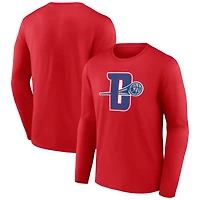 T-shirt à manches longues rouge pour homme avec logo alternatif des Detroit Pistons