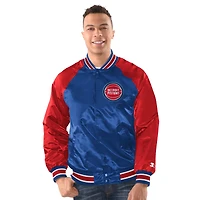 Veste universitaire raglan à boutons-pression Starter bleue et rouge Detroit Pistons pour homme