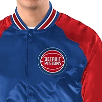 Men's Starter  Blue/Red Detroit Pistons Inductee Raglan Full-Snap Varsity Jacket