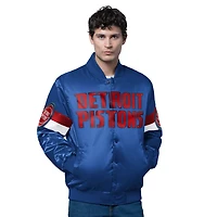 Veste en satin bleu Starter pour homme Detroit Pistons Triple Option Varsity Full-Snap