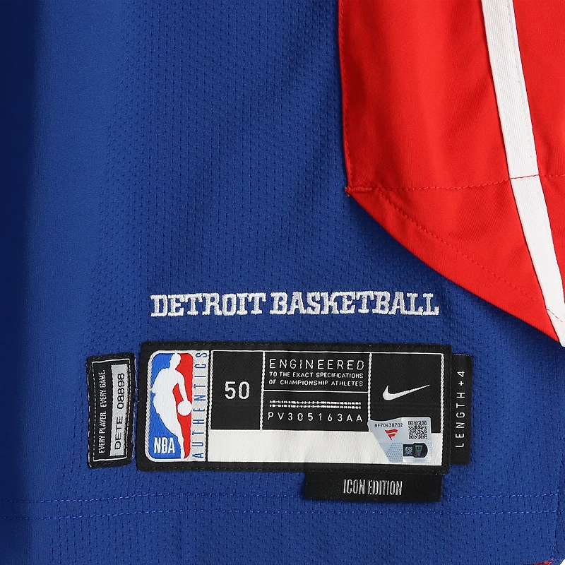 Maillot Nike bleu n°7 porté par Paul Reed lors d'un match des Detroit Pistons durant la saison NBA 2025-2026 - Taille 50+4