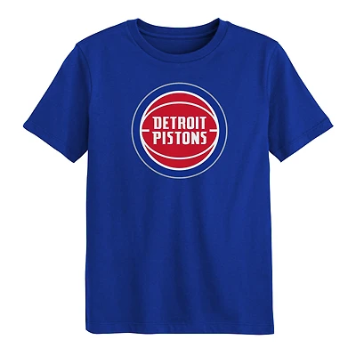 T-shirt bleu à logo principal des Detroit Pistons pour enfants d'âge préscolaire Outerstuff