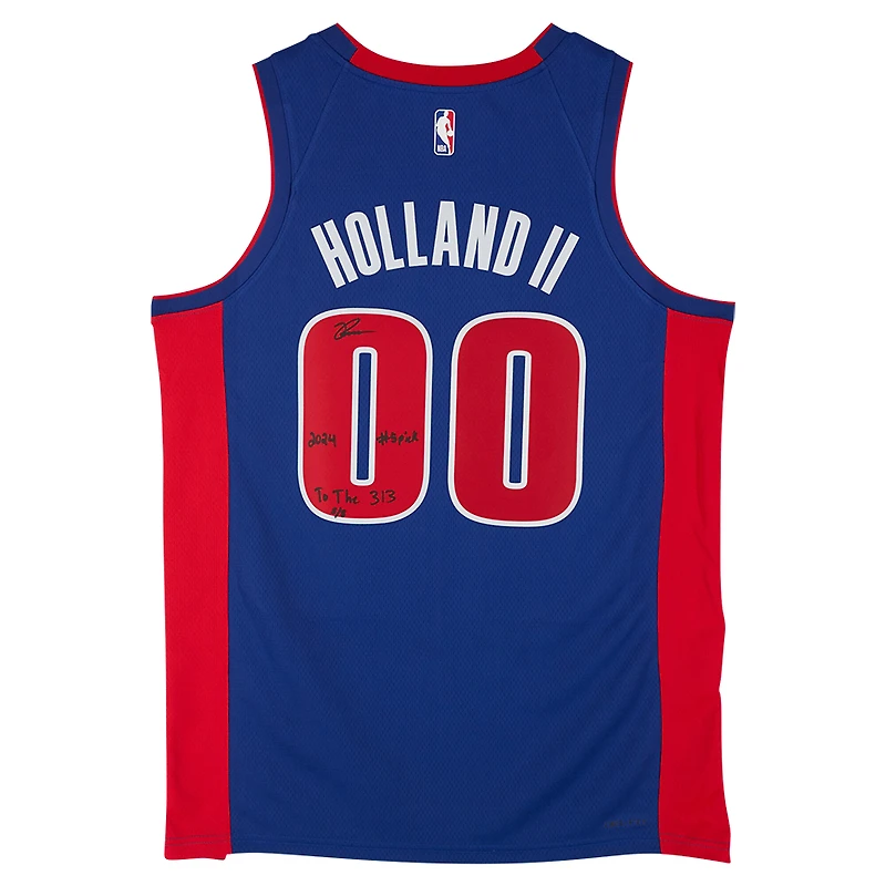 Ron Holland II Detroit Pistons Autographed Blue Nike Icon Edition Swingman Jersey with "2024 #5 Pick" and "To The 313" Inscriptions - Limited Editon #5/5