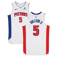 Maillot blanc Nike porté par Ron Holland II (Detroit Pistons) n° 5 contre les Indiana Pacers le 12 avril 2026 - Taille 50+4