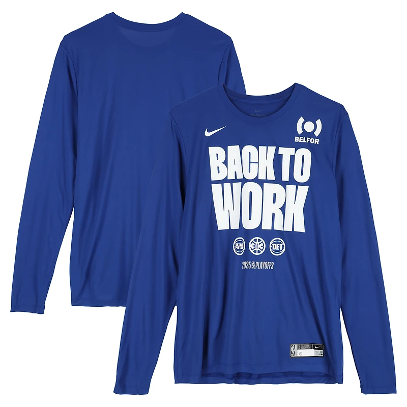 Ron Holland II Detroit Pistons Player-Worn Blue Nike Long Sleeve T-Shirt from the 2025 NBA Playoffs - Size XL