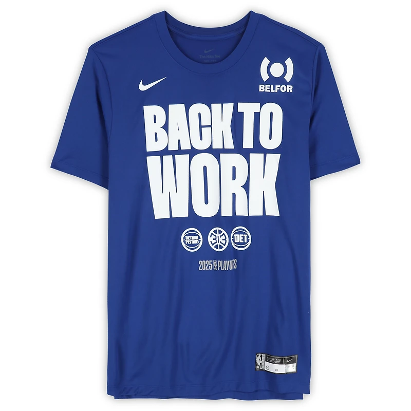 Ron Holland II Detroit Pistons Player-Worn Blue Nike T-Shirt from the 2025 NBA Playoffs - Size XL