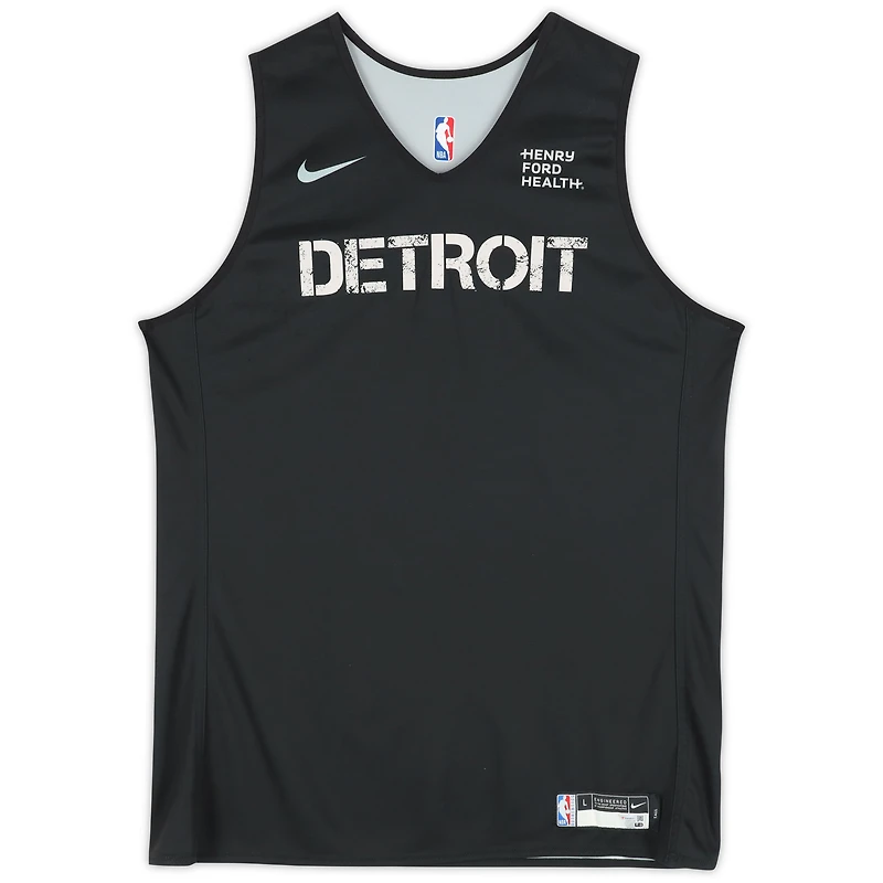 Ron Holland II Detroit Pistons Practice-Used #00 Black Reversible Jersey from the 2024-25 NBA Season