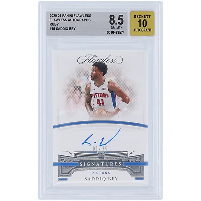 Saddiq Bey Detroit Pistons Autographed 2020-21 Panini Flawless #AUT-BEY #1/25 BGS Authenticated 8.5/10 Rookie Card 