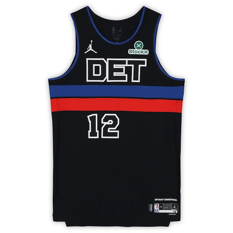 Maillot Nike noir porté par Tobias Harris (Detroit Pistons) n° 12 lors du match contre les Minnesota Timberwolves le 2 avril 2026 - Taille 50+4