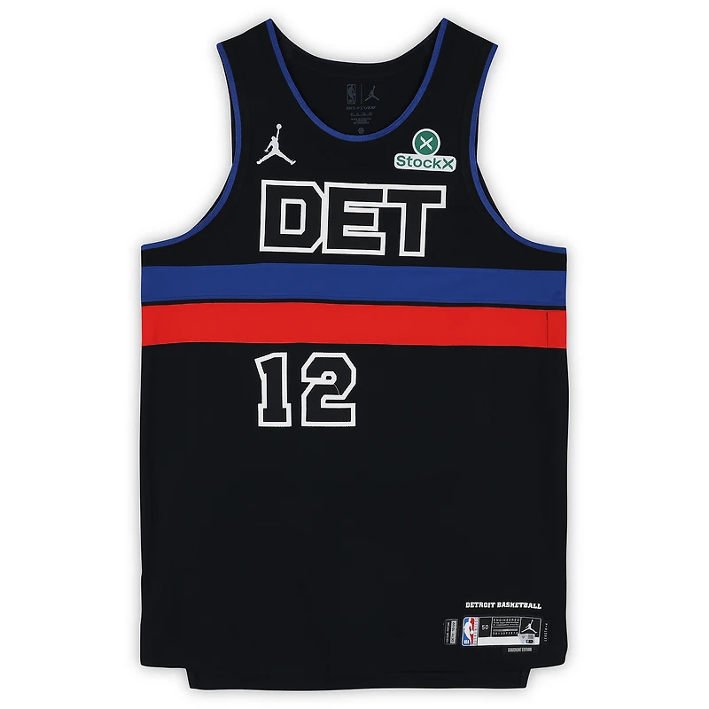 Maillot Nike noir porté par Tobias Harris (Detroit Pistons) n° 12 lors de la saison NBA 2025-2026 - Taille 50+4