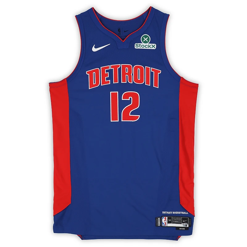 Maillot Nike bleu n° 12 porté par Tobias Harris (Detroit Pistons) lors de la saison NBA 2025-2026 - Taille 50+4