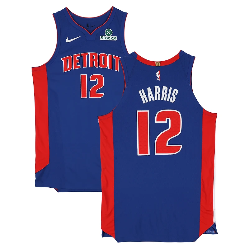 Maillot Nike bleu n° 12 porté par Tobias Harris (Detroit Pistons) lors de la saison NBA 2025-2026 - Taille 50+4
