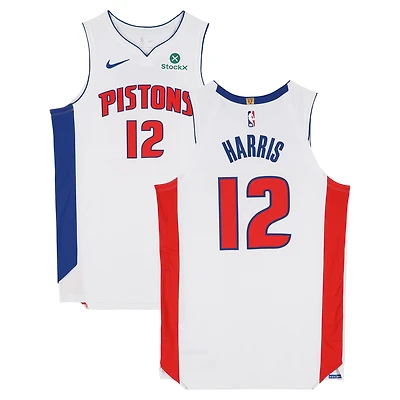 Maillot blanc Nike porté par Tobias Harris (Detroit Pistons) n° 12 lors du match contre le Orlando Magic le 22 avril 2026 - Taille 50+4