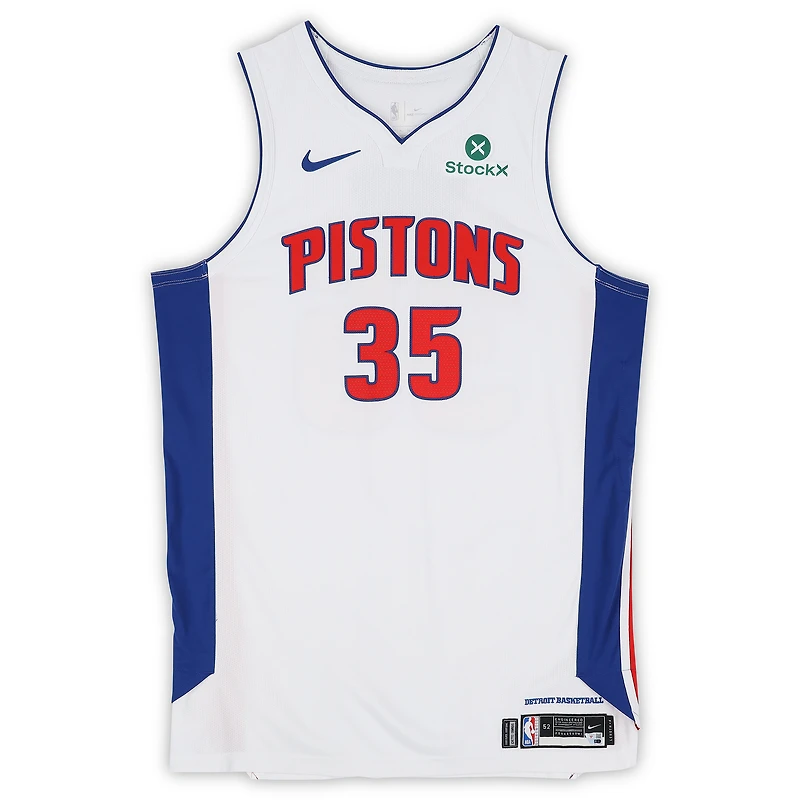 Maillot blanc Nike porté par Tolu Smith (Detroit Pistons) n° 35 lors de la saison NBA 2025-2026 - Taille 52+4