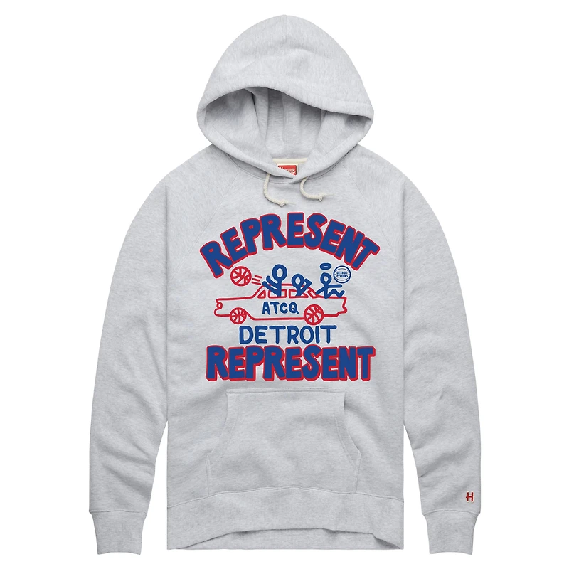 Unisex Homage Ash Detroit Pistons Represent Tri-Blend Hoodie