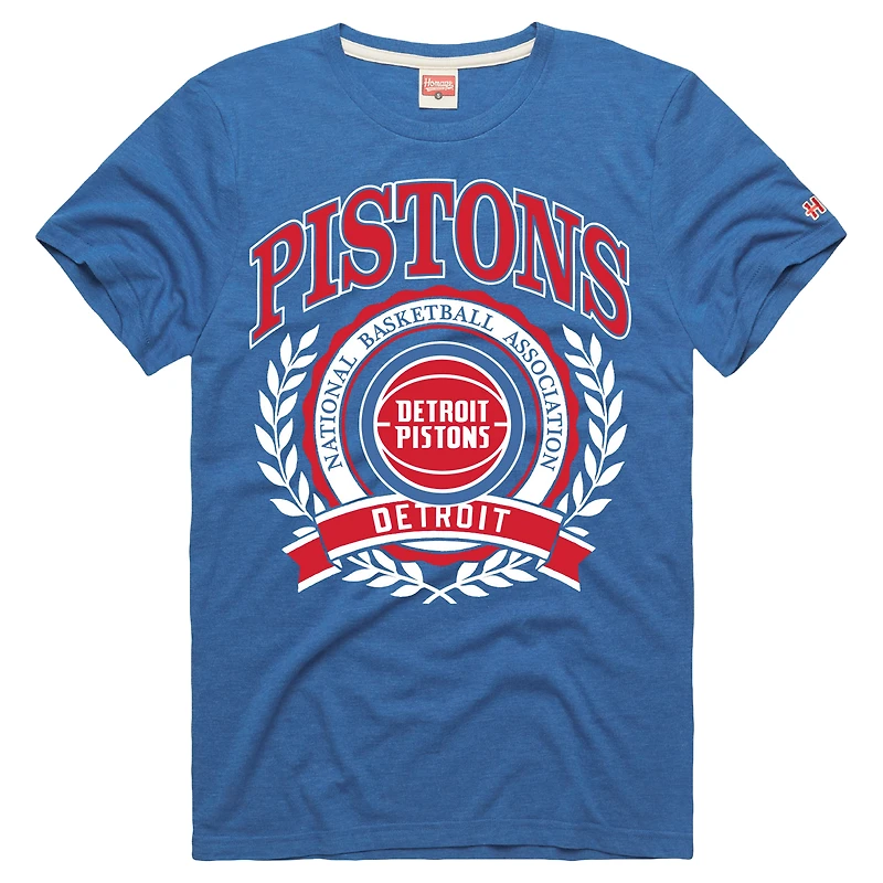 Unisex Homage Blue Detroit Pistons Crest Tri-Blend T-Shirt