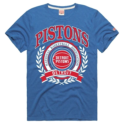 Unisex Homage Blue Detroit Pistons Crest Tri-Blend T-Shirt