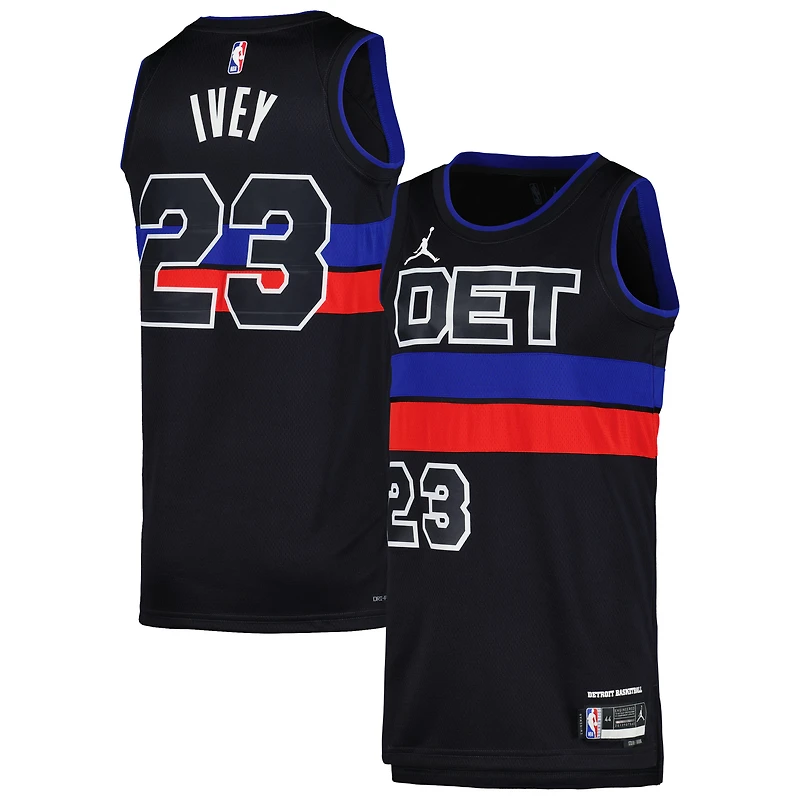 Maillot unisexe Jordan Brand Jaden Ivey noir Detroit Pistons Swingman - Édition Statement