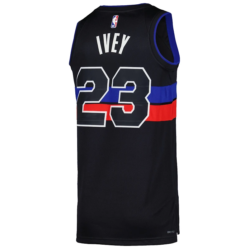 Maillot unisexe Jordan Brand Jaden Ivey noir Detroit Pistons Swingman - Édition Statement