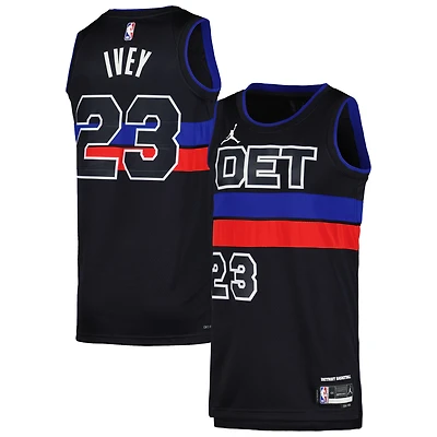 Maillot unisexe Jordan Brand Jaden Ivey noir Detroit Pistons Swingman - Édition Statement