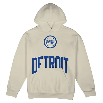 Sweat à capuche unisexe Stadium Essentials couleur crème Detroit Pistons Surrender