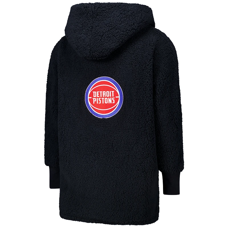 Unisex the Best Lounger World By Jill Martin Black Detroit Pistons Oversized Open-Front Hoodie Sweater