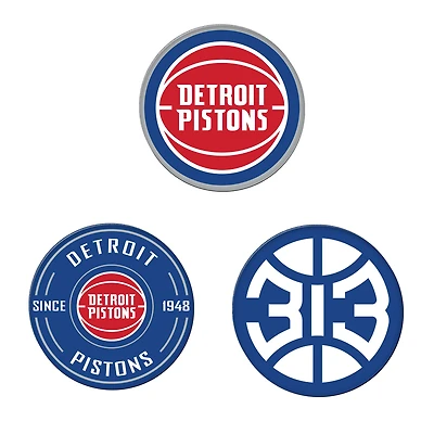 WinCraft  Detroit Pistons 3-Pack Premium Fridge Magnet Set