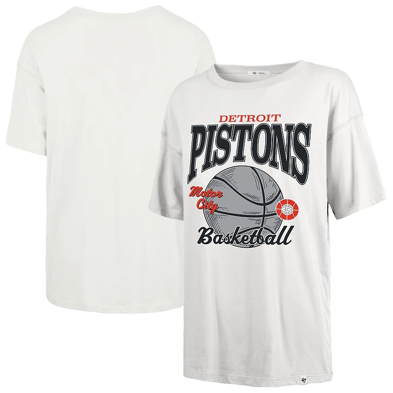 Women's '47  White Detroit Pistons City Edition Down Court Sadie T-Shirt
