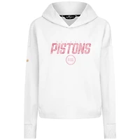 Sweat à capuche court trois bandes blanc imprimé floral des Detroit Pistons pour femme Levelwear