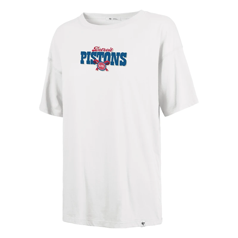 Women's '47 White Detroit Pistons Bow and Banner Sadie T-Shirt