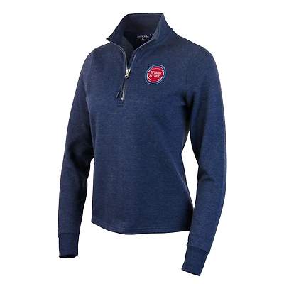 Sweat-shirt à capuche zippé quart de tour Antigua Heather Navy Detroit Pistons pour femme