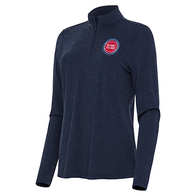 Haut à fermeture éclair quart de tour Antigua Heather Navy pour femme des Detroit Pistons