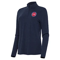 Haut à fermeture éclair quart de tour Antigua Heather Navy pour femme des Detroit Pistons